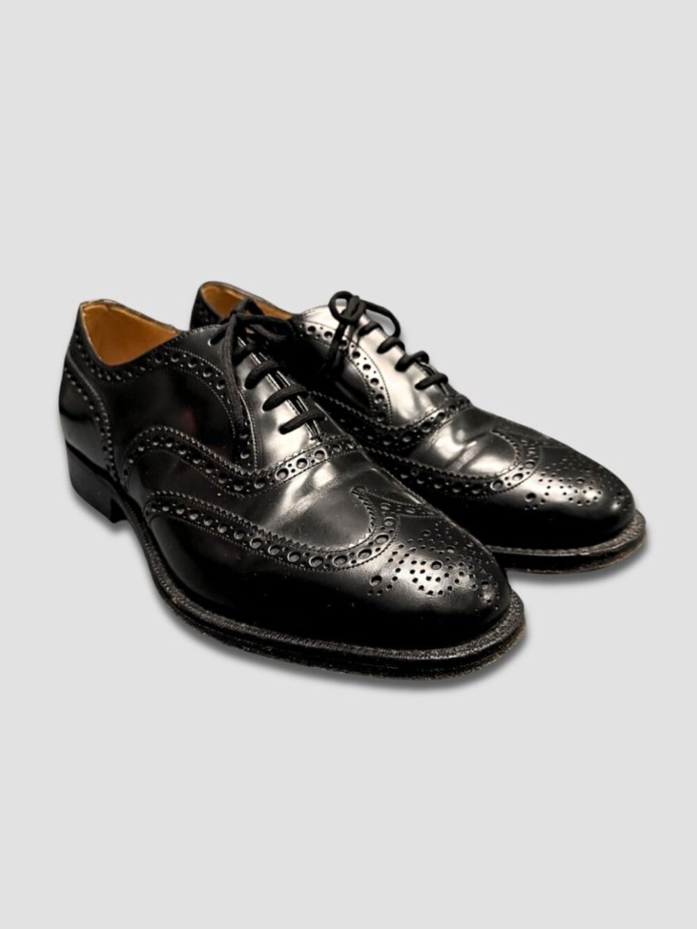 CHURCH'S BURWOOD Black Leather Brogue Shoes Sz UK 9 G US 10 CUSTOM GRADE Oxford